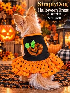 SimplyDog Halloween Dress W Pumpkin Size Small